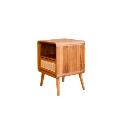 teak wood ayla rattan side table right view
