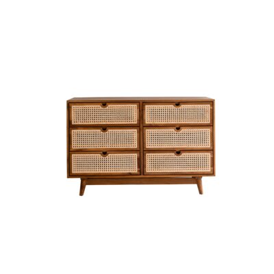 teak wood issac rattan side board chest front