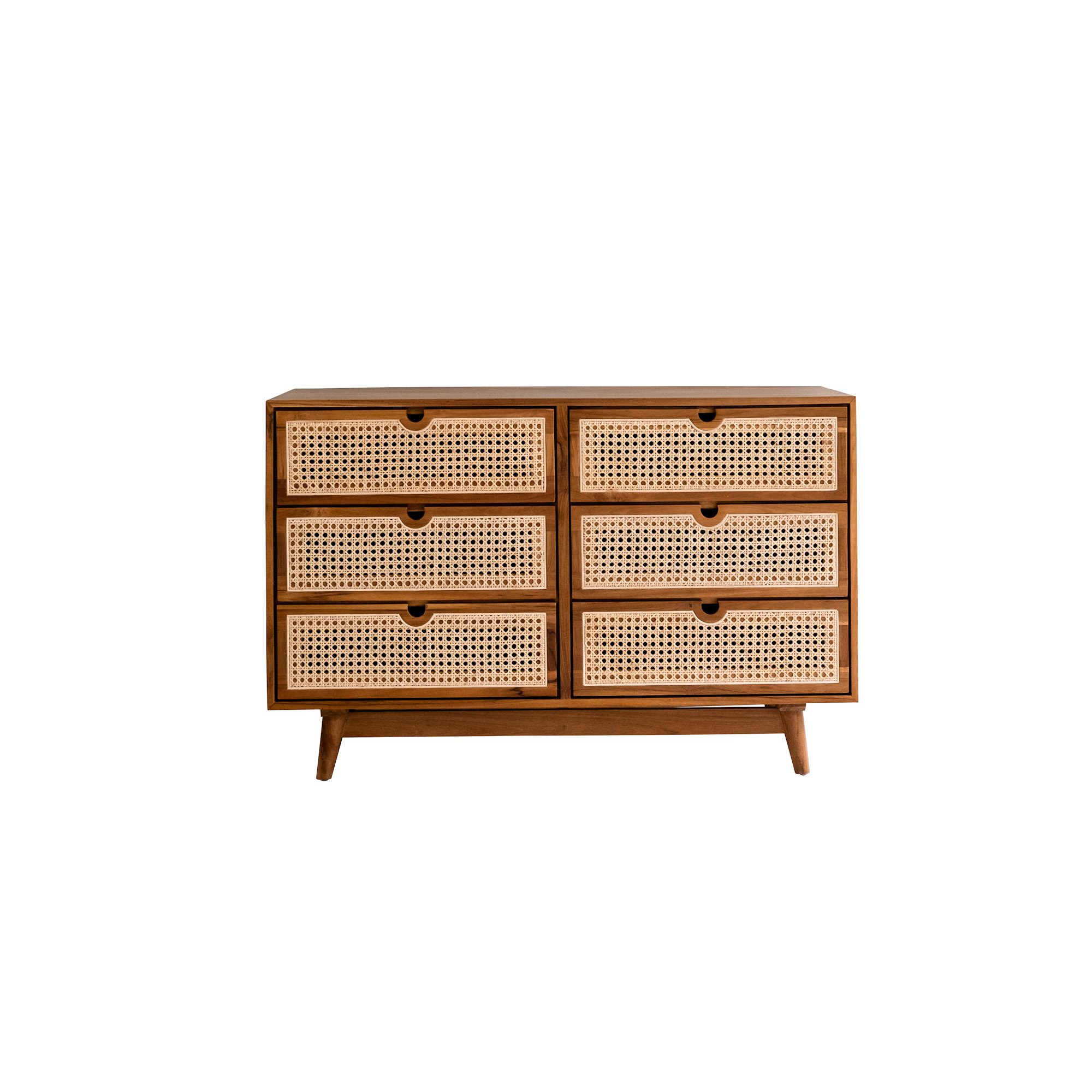 teak wood issac rattan side board chest front