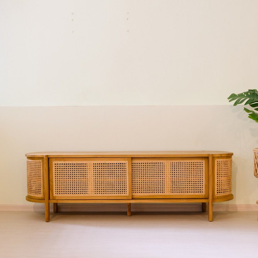 isa rattan tv cabinet front view