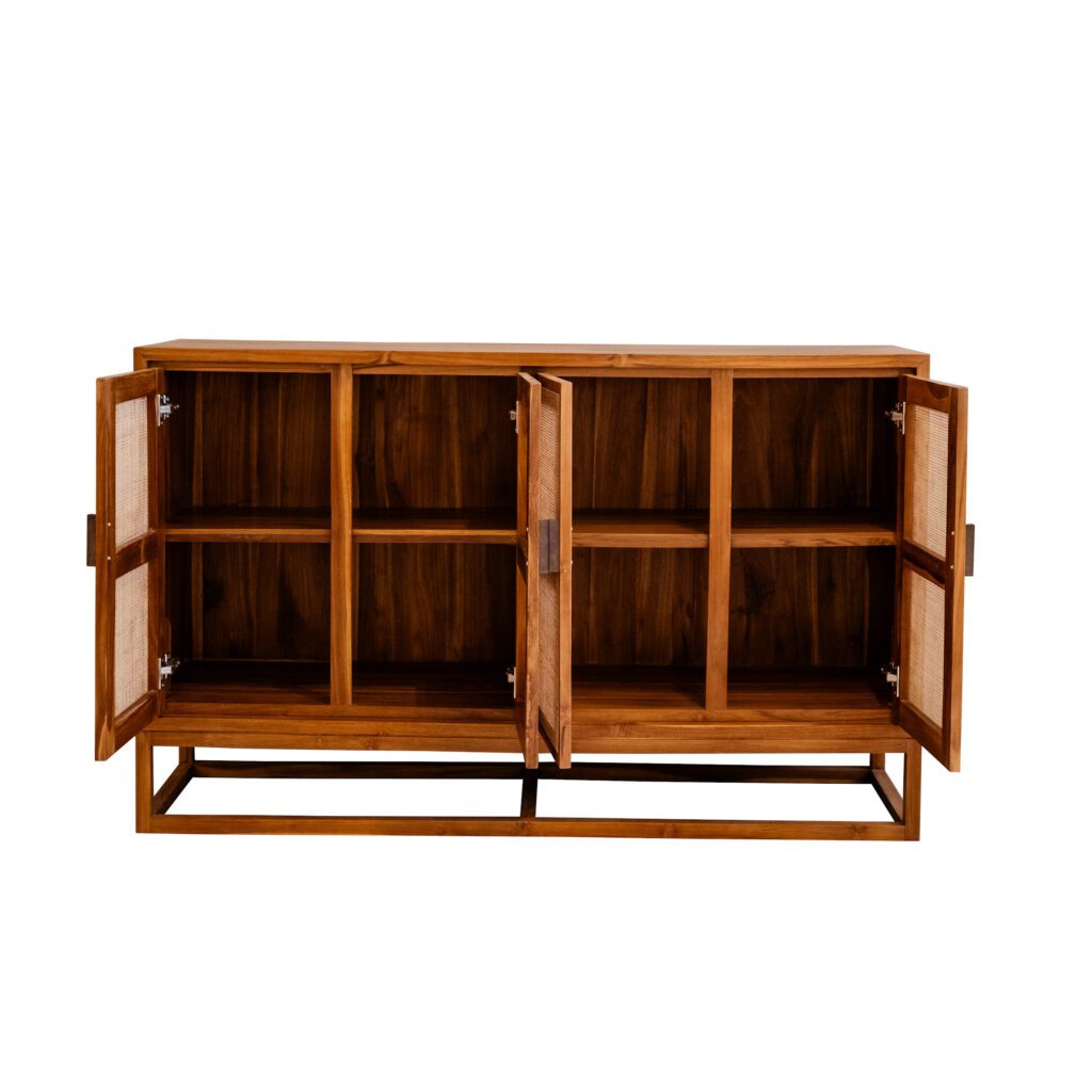 owen rattan sideboard open