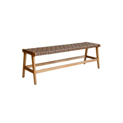 teak wood leather bench hasian