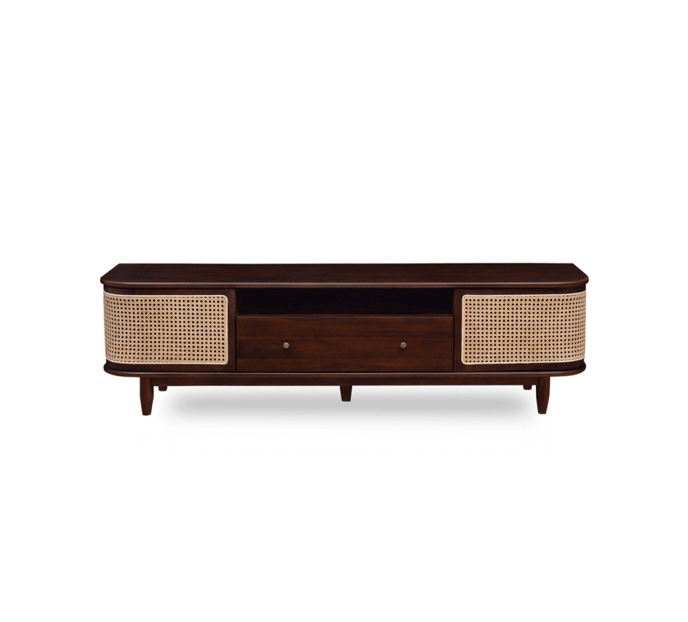 solid wood rattan table tv console unit