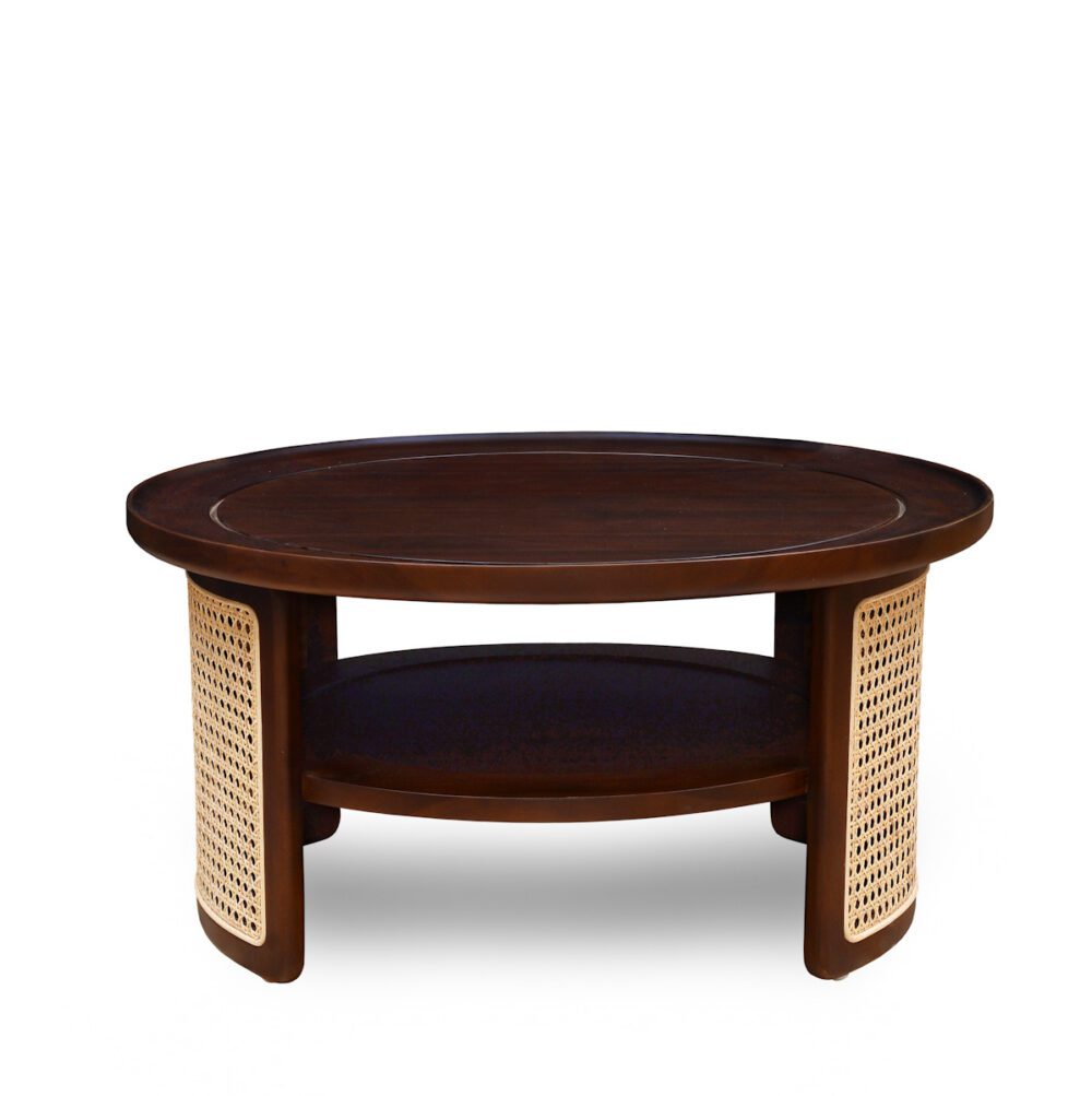 coffee table rattan teakwood solid wood walnut