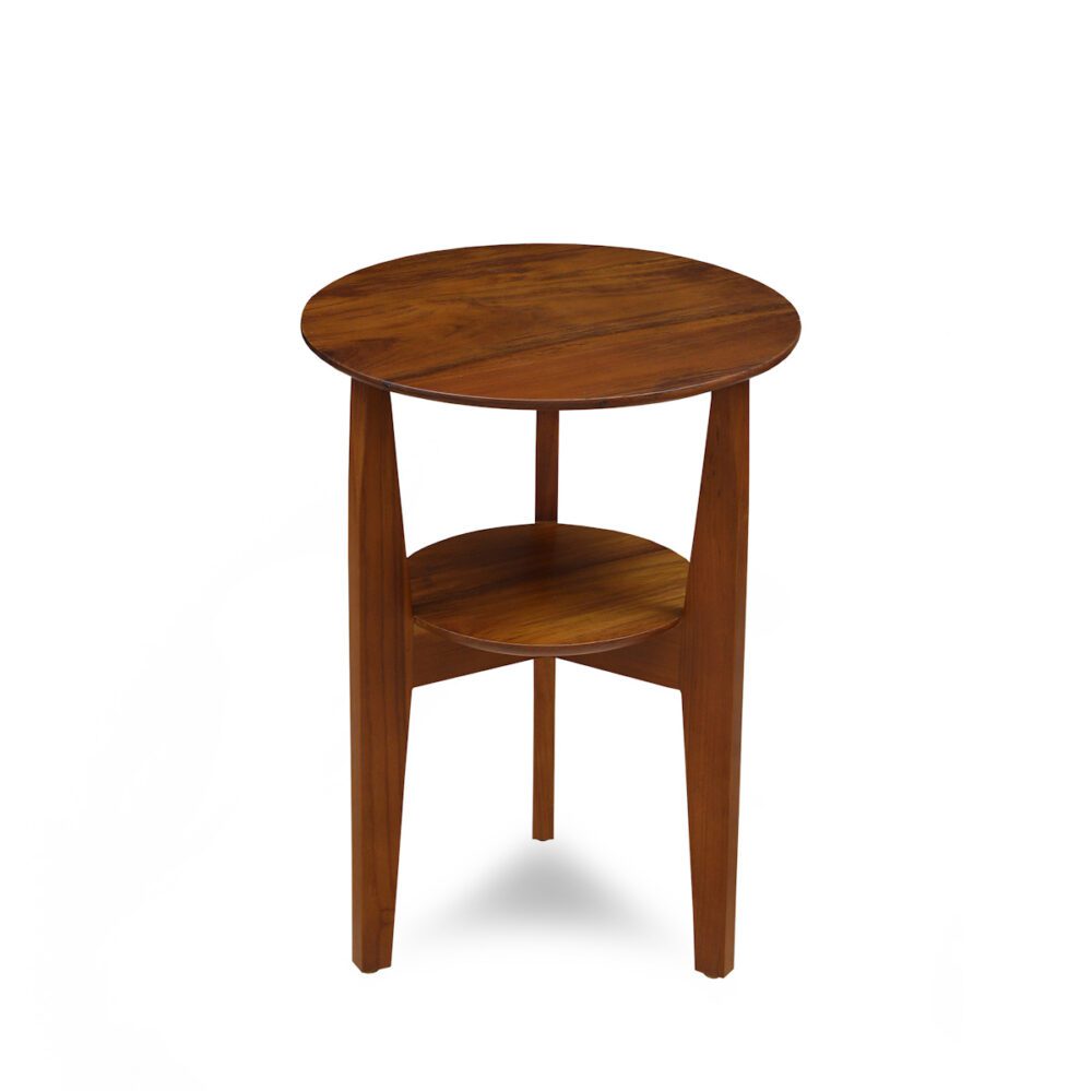 side table teak wood rattan brown