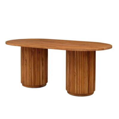 fluted dining table with wooden top teak wood