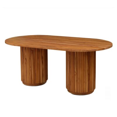 fluted dining table with wooden top