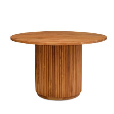 fluted round dining table with wooden top teak wood
