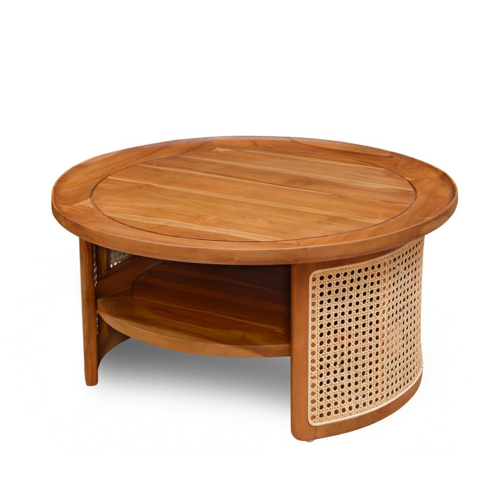 coffee table rattan teakwood solid wood