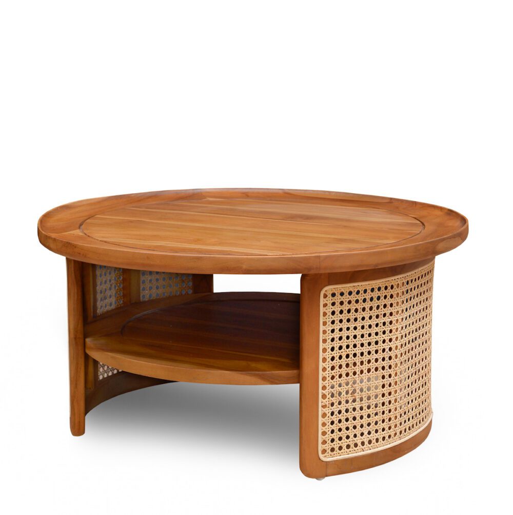 coffee table rattan teakwood solid wood