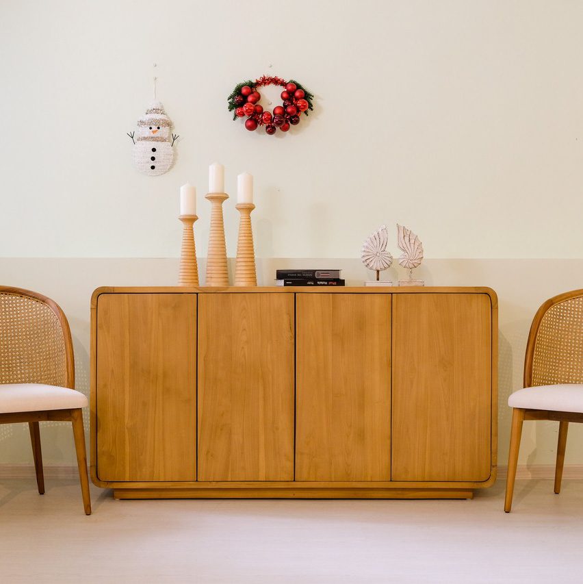 wooden rattan sideboard set