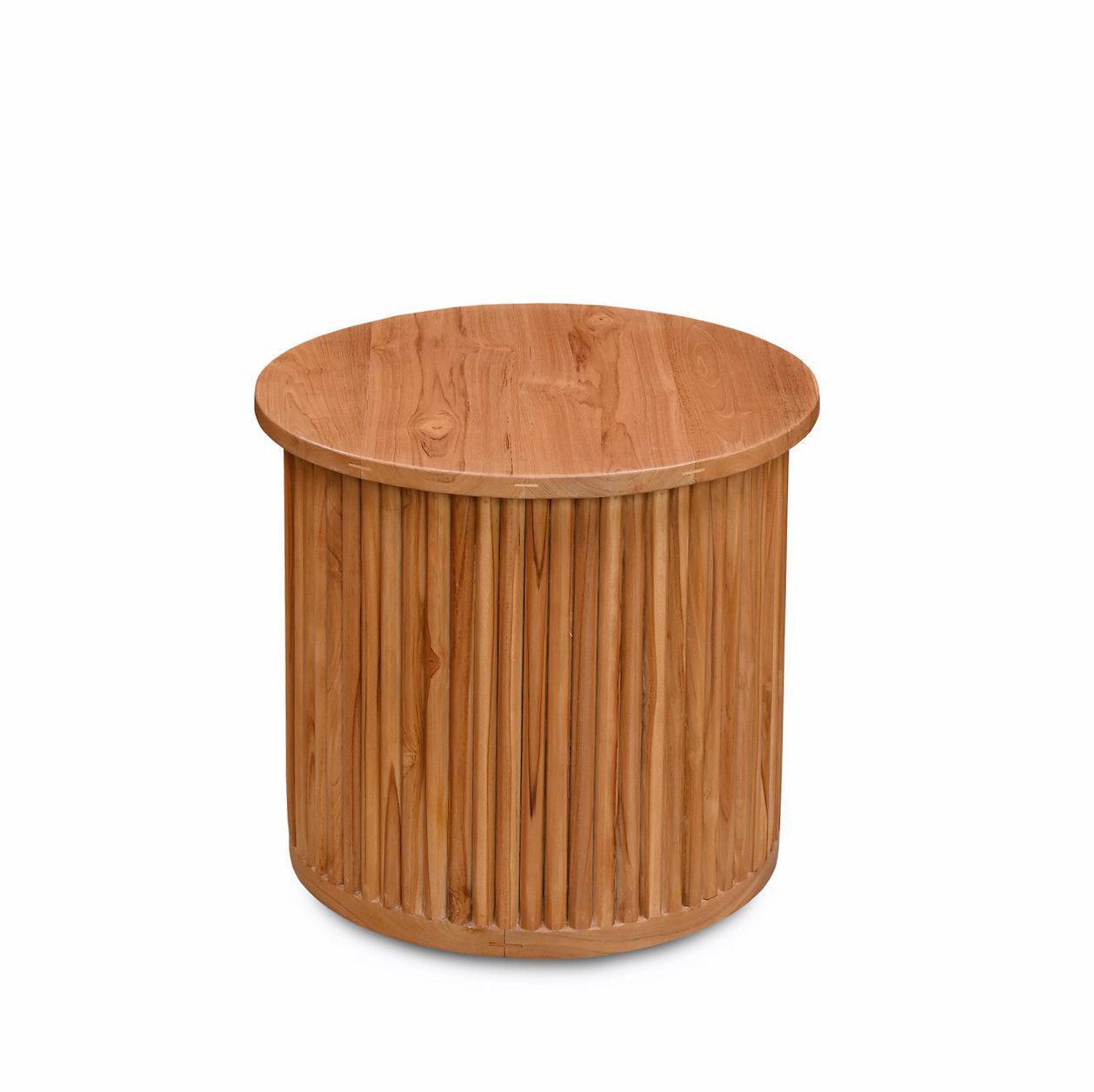 Teak Wood Fluted Side Table