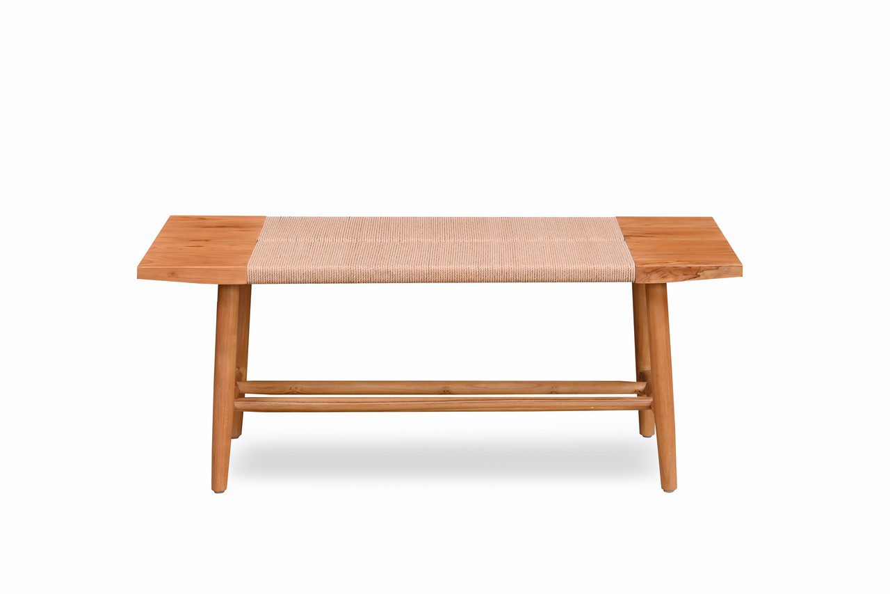 Teak wood bench with rope